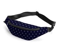 JiuPopular Sac banane, sac banane réglable sur le thème nautique avec ancres simples, pour la course à pied, la marche, la randonnée