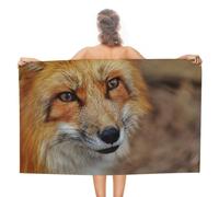 JiuPopular Serviette de plage, Red-fox-1310826 Serviette de bain, Serviette absorbante pour la natation, le sport, les voyages