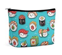 JiuPopular Trousse à cosmétiques, singe mignon avec lunettes, trousse de toilette portable avec fermeture éclair pour un usage quotidien, voyage, Style sushi mignon, Taille unique