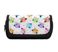 JiuPopular Trousse à crayons double couche, motif chouette amusante, trousse de papeterie utilisée comme trousse à crayons pour le bureau et l'école, sac de voyage d'affaires ou petite boîte à outils
