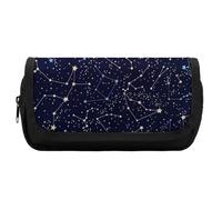 JiuPopular Trousse à crayons double couche, motif constellations phosphorescentes de minuit, utilisée comme trousse à crayons pour le bureau et l'école, sac de voyage d'affaires ou petite boîte à