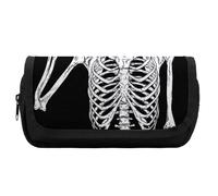 JiuPopular Trousse à crayons double couche, motif crâne squelette rock and roll, trousse de papeterie utilisée comme trousse à crayons pour le bureau et l'école, sac de voyage d'affaires ou petite