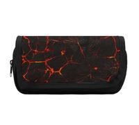 JiuPopular Trousse à crayons double couche, motif craquelé de lave volcanique, sac de papeterie utilisé comme trousse à crayons pour le bureau et l'école, sac de voyage d'affaires ou petite boîte à