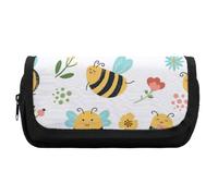 JiuPopular Trousse à crayons double couche, motif fleurs d'abeilles, trousse de papeterie utilisée comme trousse à crayons pour le bureau et l'école, sac de voyage d'affaires ou petite boîte à outils