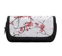 JiuPopular Trousse à crayons double couche, motif fleurs de cerisier, trousse de papeterie utilisée comme trousse à crayons pour le bureau et l'école, sac de voyage d'affaires ou petite boîte à outils