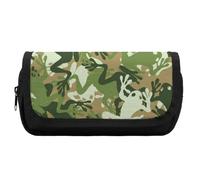 JiuPopular Trousse à crayons double couche, motif grenouille camouflage, trousse de papeterie utilisée comme trousse à crayons pour le bureau et l'école, sac de voyage d'affaires ou petite boîte à