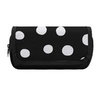 JiuPopular Trousse à crayons double couche, motif peau d'alligator, sac de papeterie utilisé comme trousse à crayons, pois rose/noir, One Size, Trousse à crayons