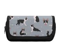 JiuPopular Trousse à crayons double couche, motif terrier de Boston - Pour bureau et école, voyage d'affaires ou petite boîte à outils, trousse de maquillage pour filles