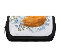 JiuPopular Trousse à crayons double couche, trousse de papeterie à motif renards aquarelle utilisée comme trousse à crayons pour le bureau et l'école, sac de voyage d'affaires ou petite boîte à outils
