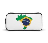 JiuPopular Trousse à crayons, drapeau de l'Allemagne, sac de papeterie, sac de voyage d'affaires ou petite boîte à outils, trousse de maquillage pour filles, Drapeau du Brésil vert, 22*12*5cm, Trousse