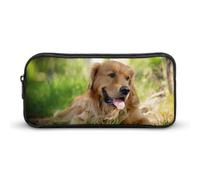 JiuPopular Trousse à crayons, drapeau de l'Allemagne, sac de papeterie, sac de voyage d'affaires ou petite boîte à outils, trousse de maquillage pour filles, Chien Golden Retriever, 22*12*5cm, Trousse