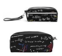 JiuPopular Trousse à crayons en cuir, mathématiques linéaires, éducation mathématique, trousse de papeterie utilisée comme trousse à crayons pour le bureau et l'école, sac de voyage d'affaires ou