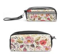 JiuPopular Trousse à crayons en cuir, motif coquelicots aquarelle, trousse de papeterie utilisée comme trousse à crayons pour le bureau et l'école, le voyage d'affaires ou la petite boîte à outils