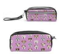JiuPopular Trousse à crayons en cuir, motif guépard, trousse de papeterie utilisée comme trousse à crayons pour le bureau et l'école, sac de voyage d'affaires ou petite boîte à outils, trousse de