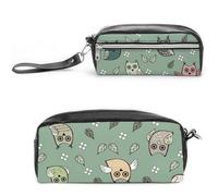 JiuPopular Trousse à crayons en cuir, motif hibou, sac de papeterie utilisé comme trousse à crayons pour le bureau et l'école, sac de voyage d'affaires ou petite boîte à outils, trousse de maquillage