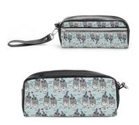 JiuPopular Trousse à crayons en cuir, motif loutre de mer dans LoveStationery Bag utilisée comme trousse à crayons pour le bureau et l'école, sac de voyage d'affaires ou petite boîte à outils, trousse