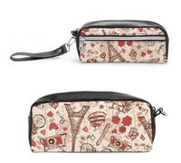 JiuPopular Trousse à crayons en cuir, tour Eiffel parisienne, trousse de papeterie utilisée comme trousse à crayons pour le bureau et l'école, sac de voyage d'affaires ou petite boîte à outils