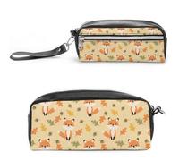 JiuPopular Trousse à crayons en cuir, trousse d'automne mignonne FoxStationery utilisée comme trousse à crayons pour le bureau et l'école, sac de voyage d'affaires ou petite boîte à outils, trousse de