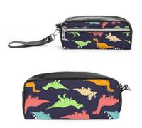JiuPopular Trousse à crayons en cuir, trousse de papeterie Monster Dinosaure, utilisée comme trousse à crayons pour le bureau et l'école, le voyage d'affaires ou la petite boîte à outils, trousse de
