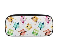 JiuPopular Trousse à crayons en polyuréthane - Motif chouette amusante - Pour le bureau et l'école, les voyages d'affaires ou la petite boîte à outils, trousse de maquillage