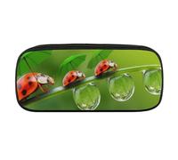 JiuPopular Trousse à crayons en polyuréthane, motif coccinelle verte, sac de papeterie utilisé comme trousse à crayons pour le bureau et l'école, sac de voyage d'affaires ou petite boîte à outils