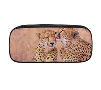 JiuPopular Trousse à crayons en polyuréthane, motif guépard, idéale pour le bureau et l'école, les voyages d'affaires ou la petite boîte à outils, trousse de maquillage