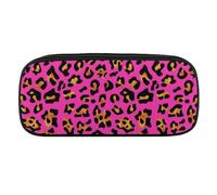 JiuPopular Trousse à crayons en polyuréthane, motif guépard rose, trousse de papeterie utilisée comme trousse à crayons pour le bureau et l'école, sac de voyage d'affaires ou petite boîte à outils
