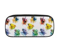 JiuPopular Trousse à crayons en polyuréthane, motif perroquet aquarelle 3D, utilisée comme trousse à crayons pour le bureau et l'école, sac de voyage d'affaires ou petite boîte à outils, trousse de