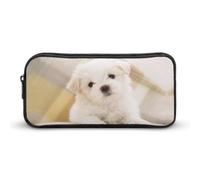 JiuPopular Trousse à crayons, joli chien maltais, trousse de papeterie utilisée comme trousse à crayons pour le bureau et l'école, sac de voyage d'affaires ou petite boîte à outils, trousse de