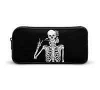 JiuPopular Trousse à crayons, motif crâne squelette de rock and roll, trousse de papeterie utilisée comme trousse à crayons pour le bureau et l'école, sac de voyage d'affaires ou petite boîte à outils