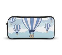 JiuPopular Trousse à crayons, motif montgolfière bleue, utilisée comme trousse à crayons pour le bureau et l'école, le voyage d'affaires ou la petite boîte à outils, trousse de maquillage pour filles