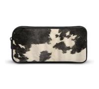 JiuPopular Trousse à crayons noire vintage en cuir de vache utilisée comme trousse à crayons pour le bureau et l'école, sac de voyage d'affaires ou petite boîte à outils, trousse de maquillage pour