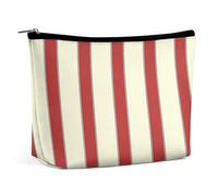 JiuPopular Trousse de maquillage caméléon drôle, trousse de toilette portable avec fermeture éclair pour un usage quotidien, voyage, Rayures rouges et crème, Taille unique