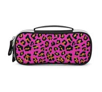 JiuPopular Trousse de maquillage portable en polyuréthane avec motif guépard rose pour le bureau et l'école, le voyage d'affaires ou la petite boîte à outils, trousse de maquillage pour filles