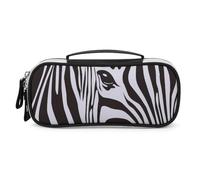 JiuPopular Trousse de maquillage portable en polyuréthane avec rayures zébrées pour le bureau et l'école, le voyage d'affaires ou la petite boîte à outils, trousse de maquillage pour filles