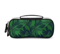 JiuPopular Trousse de maquillage portable en polyuréthane - Motif jungle tropicale verte - Pour le bureau et l'école, les voyages d'affaires ou les petites boîtes à outils - Trousse de maquillage pour