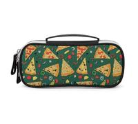 JiuPopular Trousse de maquillage portable en polyuréthane pour stylos et pizzas, idéale pour le bureau et l'école, le voyage d'affaires ou la petite boîte à outils, trousse de maquillage pour filles