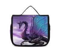 JiuPopular Trousse de toilette à suspendre, trousse de toilette en fleur de cerisier, trousse de maquillage pour voyage, affaires, vacances, Purple Dragon Purple Moon, 22.5x18.5cm