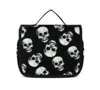 JiuPopular Trousse de toilette à suspendre, trousse de toilette mignonne en forme d'âne, trousse de maquillage pour voyage, affaires, vacances, Tête de mort noire., 22.5x18.5cm