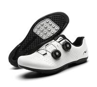 JiuQing Chaussures Cyclisme Hommes Femmes Chaussures Route Plates sans Système De Serrage Semelle en Caoutchouc Antidérapante Légères pour VTT,Black White,47 EU