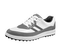 JiuQing Chaussures De Golf sans Crampons pour Hommes Baskets Imperméables À Talon Bas Chaussures De Marche Décontractées,Gris,40 EU