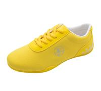 JiuQing Chaussures De Tai Chi Hommes Femmes Et Enfants Chaussures d'arts Martiaux De Kung Fu Pieds Nus en Toile pour La Marche en Taekwondo,Jaune,36 EU