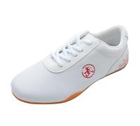 JiuQing Chaussures De Tai Chi Hommes Femmes Et Enfants Chaussures d'arts Martiaux De Kung Fu Pieds Nus en Toile pour La Marche en Taekwondo,Blanc,35 EU
