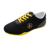 JiuQing Chaussures De Tai Chi Hommes Femmes Et Enfants Chaussures d'arts Martiaux De Kung Fu Pieds Nus en Toile pour La Marche en Taekwondo,Noir,34 EU