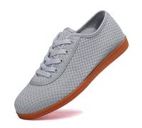 JiuQing Chaussures De Tai Chi pour Hommes Chaussures De Kung Fu d'arts Martiaux De Cross-Training De Marche Et De Fitness en Maille Pieds Nus,Gris,39 EU