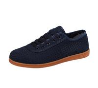 JiuQing Chaussures De Tai Chi pour Hommes Chaussures De Kung Fu d'arts Martiaux De Cross-Training De Marche Et De Fitness en Maille Pieds Nus,Bleu,43 EU
