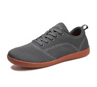 JiuQing Chaussures Pieds Nus Hommes Femmes Chaussures De Marche Décontractées Et Larges en Maille Plates Et sans Dénivelé pour Le Soulevé De Terre Et Le Cross-Training,Gris,41 EU