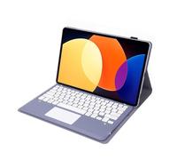 JiuRui Accessoires, Étui de Protection en Cuir for Clavier, Capuchon de Touche Blanc, adapté au Honor Pad 9/10 12.1 Pouces Universel(Lavender Gray+Touch Keyboard)