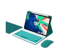 JiuRui Accessoires, Étui de Protection en Cuir for Tablette, Clavier QWERTY, Fente for Stylet, Compatible avec Huawei Matepad SE11 Pouces 2024 Universel(Green+Backlit Round KB+Mouse)