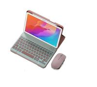 JiuRui Accessoires, Étui de Protection en Cuir for Tablette, Clavier QWERTY, Fente for Stylet, Compatible avec Huawei matepad 11.5S 2024 Universel(Pink+White Backlit KB+Mouse)